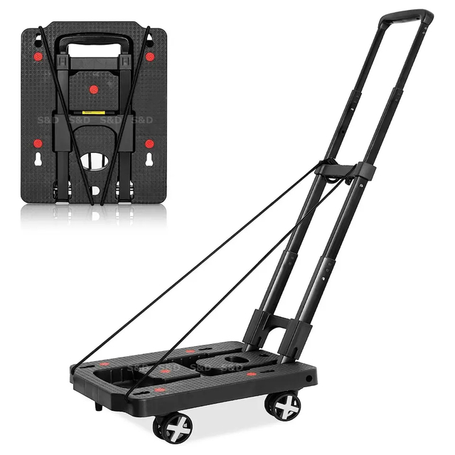 Compact Mini Lightweight Portable Platform 4 Spinner Wheels Dolly Folding Luggage Cart