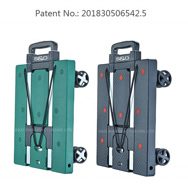 Compact Aluminum Lightweight Portable 4 Silent Spinner Wheels Platform Shopping Dolly Folding Hand Trolley