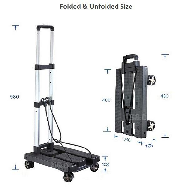 size of lightweight hand trolley