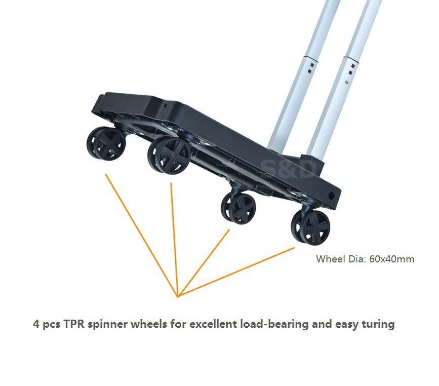 wheels of lightweight folding luggage cart
