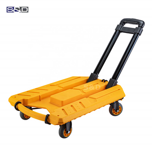 Portable Heavy-Duty Steel Platform Hand Trolley Cart: Retractable and Compact Design for Easy Transport