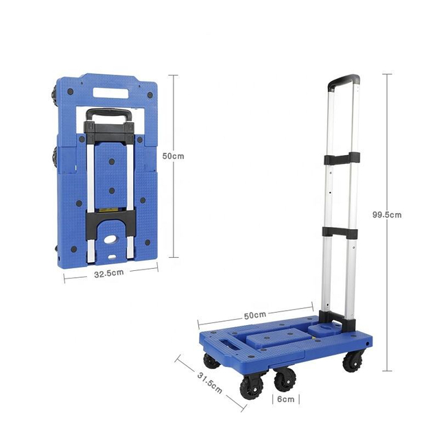 Portable Aluminum Platform Trolley with 150kg Load Capacity and 7 Wheels - Compact and Lightweight