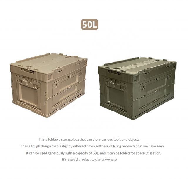 50L plastic outdoor camping collapsible folding storage box with customized logo