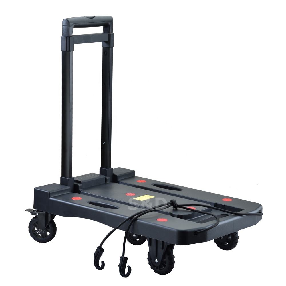 200kg Loading Portable Folding Luggage Cart with Five Wheels