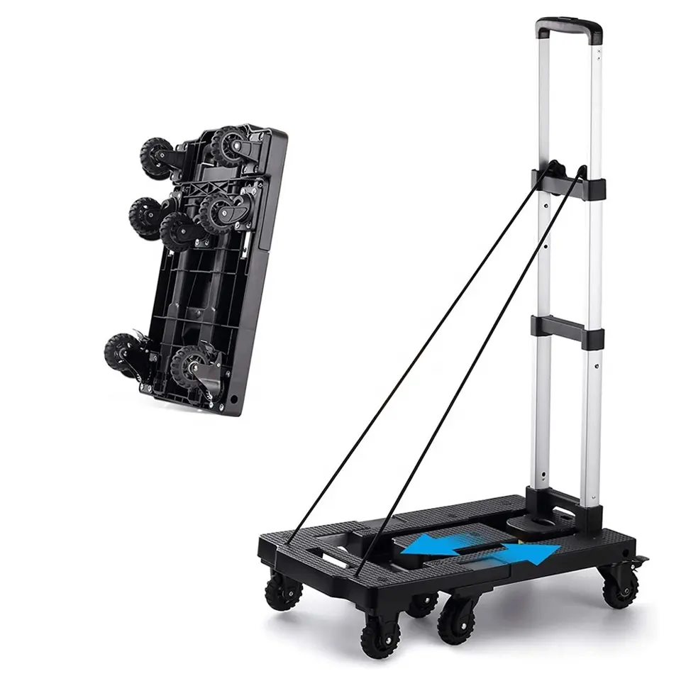150kg Lightweight Portable Flatbed 7 Wheels Dolly Folding Hand Trolley Cart