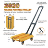 Portable Heavy-Duty Steel Platform Hand Trolley Cart: Retractable and Compact Design for Easy Transport