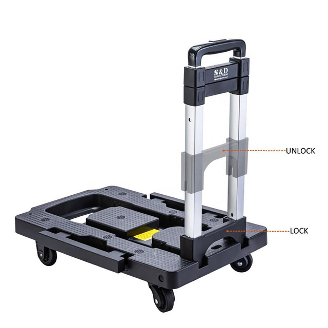 Compact Platform Lightweight Portable Dolly Folding Hand Trolley Cart with 5 Spinner Wheels
