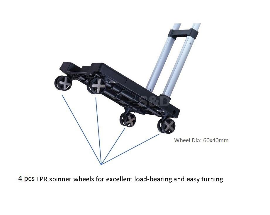 4 silent spinner wheels folding hand trolley