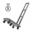 Portable 125kg Flatbed Hand Trolley Cart with Retractable Handle and Five Wheels 