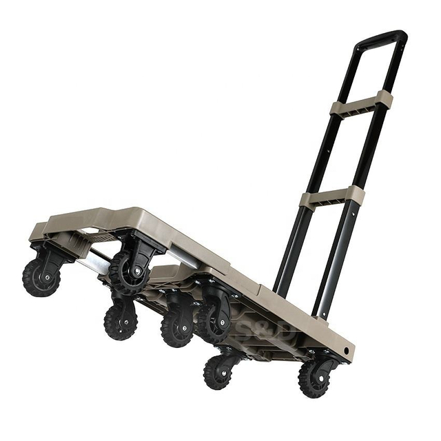 Heavy Duty 150kg Flatbed Hand Trolley Cart with Seven Wheels for Easy Transportation