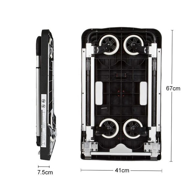 Heavy-Duty Aluminum Platform Hand Trolley Cart: Retractable and Portable Design for 130kg Loads