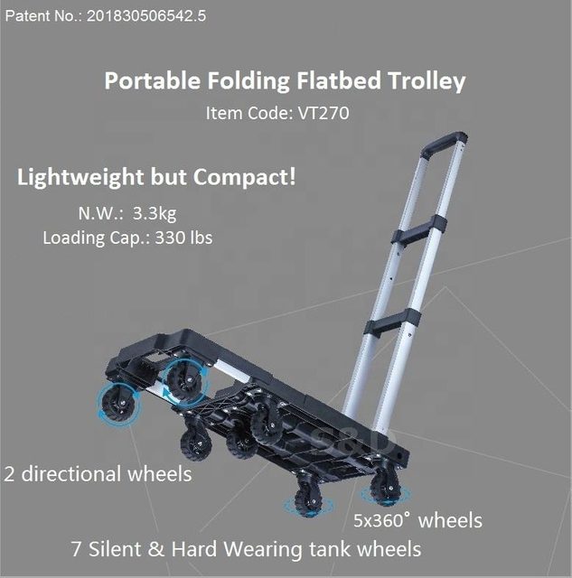 Heavy Duty Compact Platform Trolley with 150kg Capacity and Lightweight Design