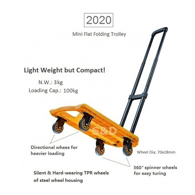 100kg Load Folding Hand Trolley for Portable Luggage Transportation 